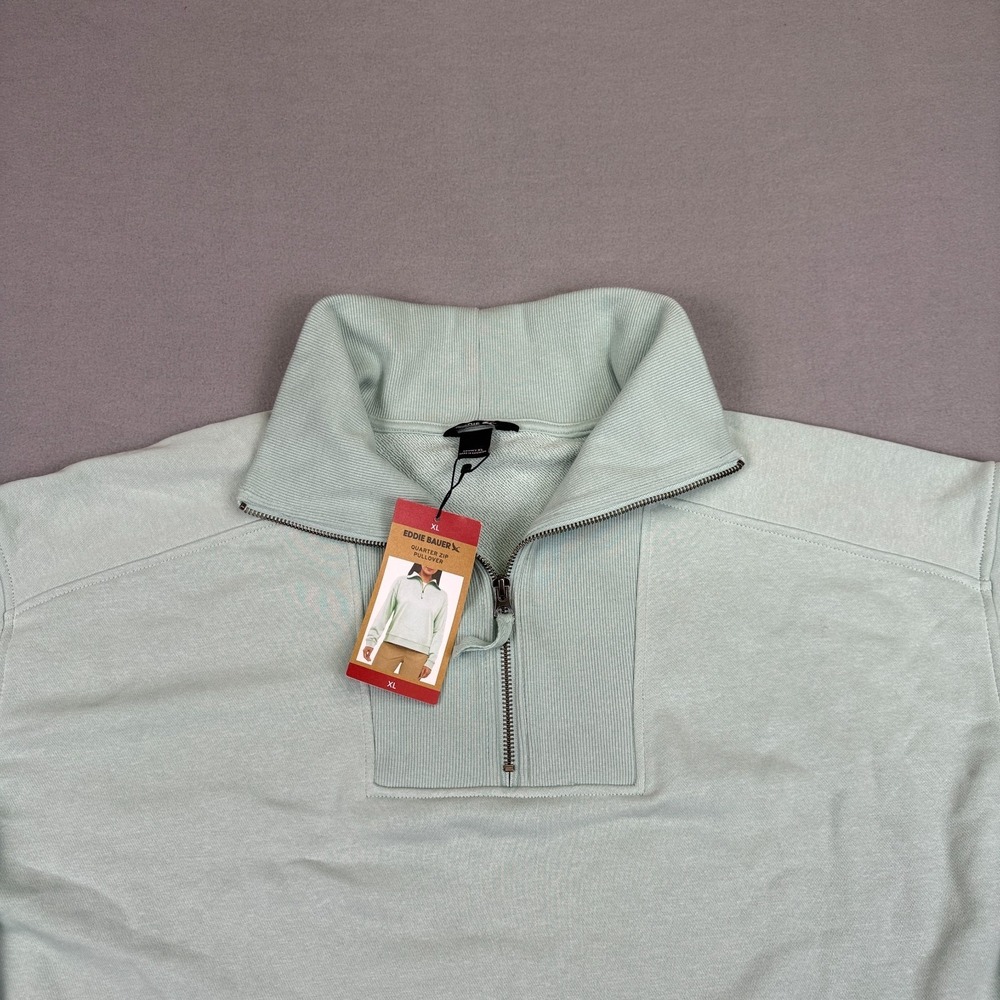 Eddie Bauer Women's Collared Quarter Zip Casual Pullover Sz XL Turquoise NWT - Picture 4 of 14